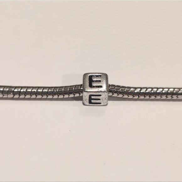 Silver‎ E Spacer Charm for Pandora Style Bracelet - Picture 1 of 5